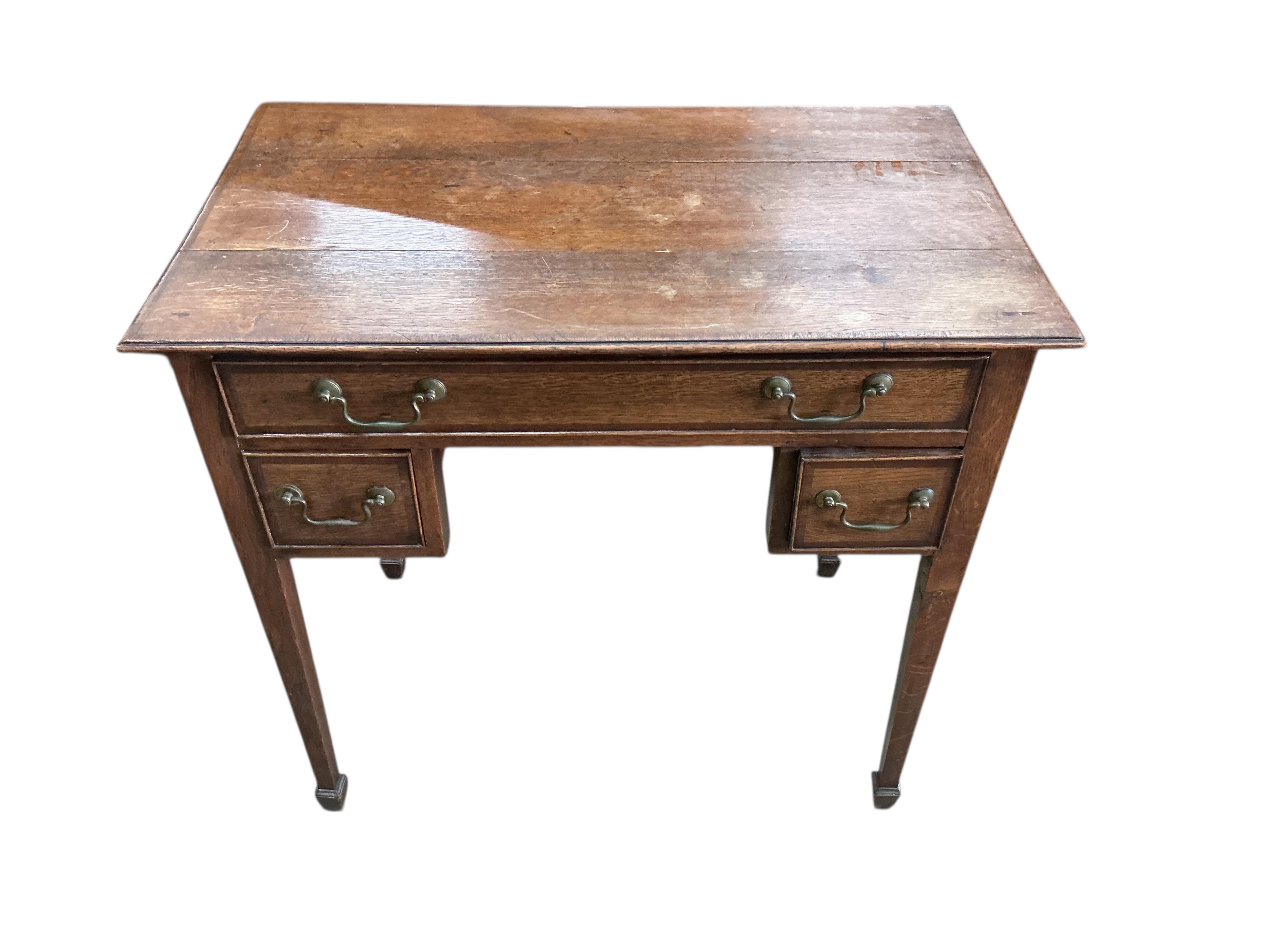 A George III banded oak lowboy, width 81cm, depth 48cm, height 79cm
